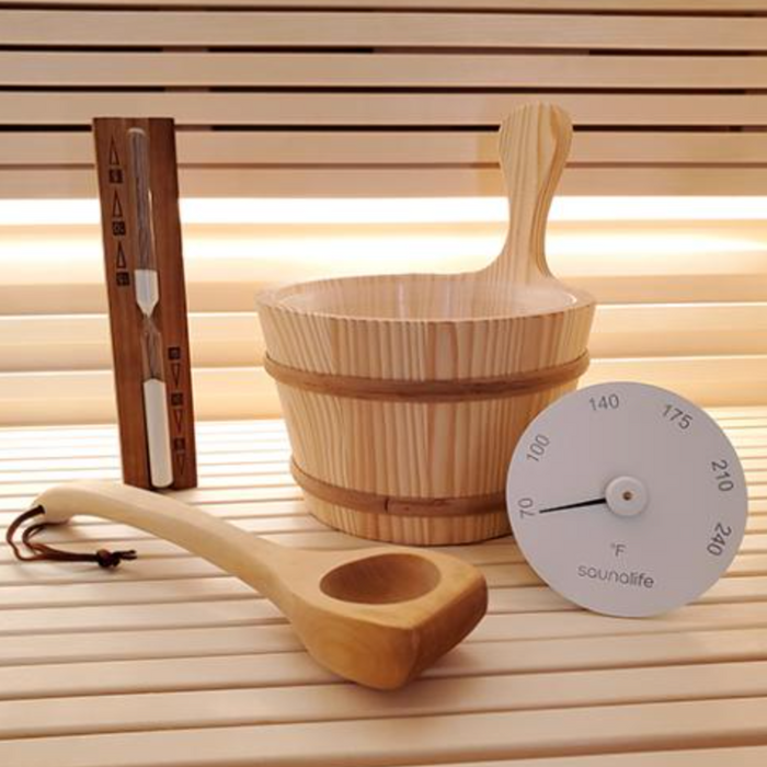 SaunaLife Bucket, Ladle & Thermometer Package