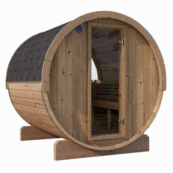 SaunaLife ERGO Series Model E8W Barrel Sauna for 6 Person with Rear Window
