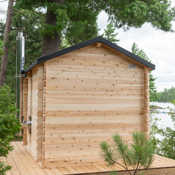 Dundalk Leisurecraft Georgian Cabin Outdoor Traditional Sauna for 2-6 Person with Porch from Canadian Timber