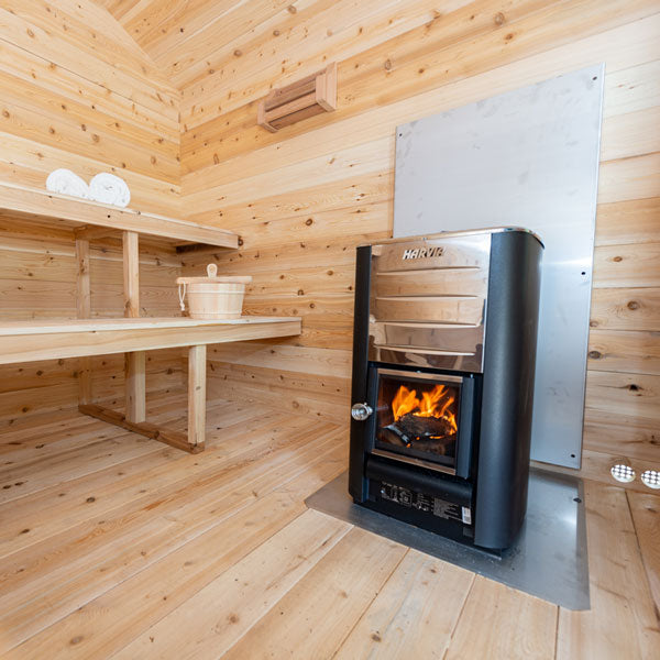 Dundalk Leisurecraft Georgian Cabin Outdoor Traditional Sauna for 2-6 Person with Porch from Canadian Timber