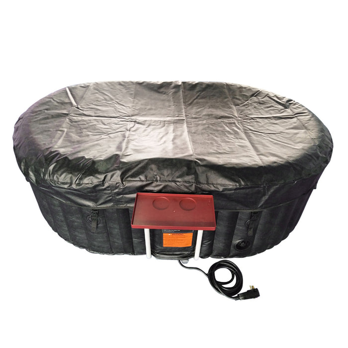 Oval Inflatable Jetted Hot Tub with Drink Tray and Cover - 2 Person - 145 Gallon - Black