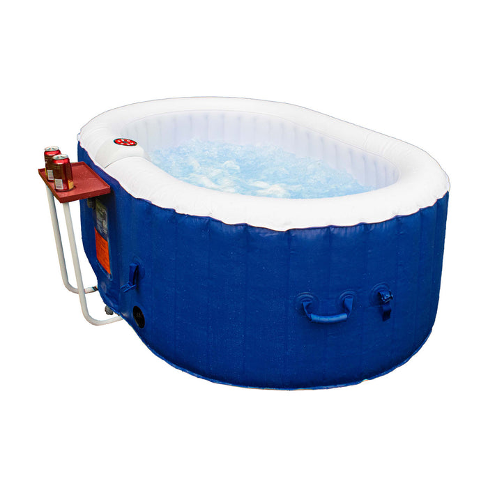 Oval Inflatable Jetted Hot Tub with Drink Tray and Cover - 2 Person - 145 Gallon - Dark Blue