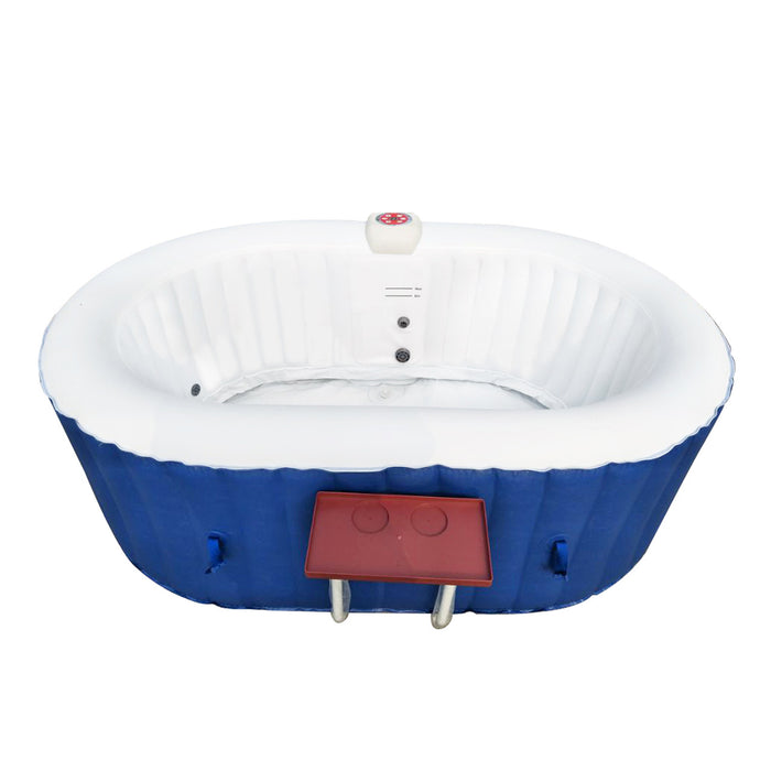Oval Inflatable Jetted Hot Tub with Drink Tray and Cover - 2 Person - 145 Gallon - Dark Blue