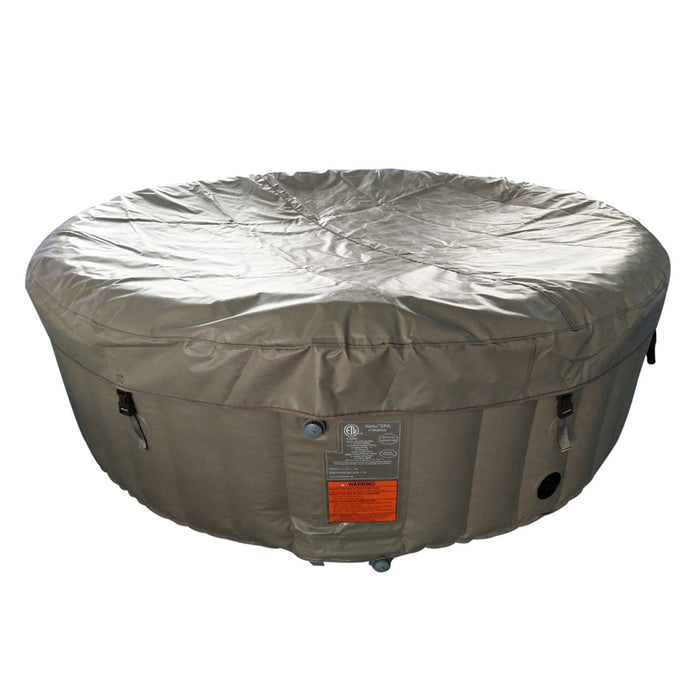 Round Inflatable Jetted Hot Tub with Cover - 4 Person - 210 Gallon - Brown and White