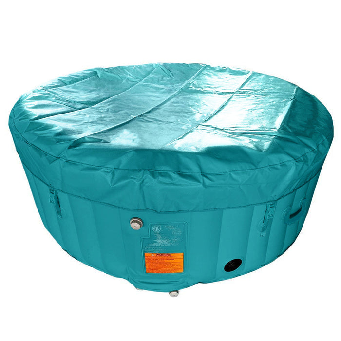 Round Inflatable Jetted Hot Tub with Cover - 4 Person - 210 Gallon - Light Blue and White