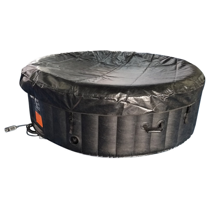 Round Inflatable Jetted Hot Tub with Cover - 6 Person - 265 Gallon - Black and White