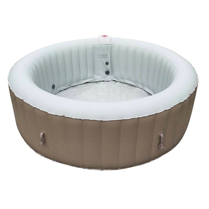Round Inflatable Jetted Hot Tub with Cover - 6 Person - 265 Gallon - Brown