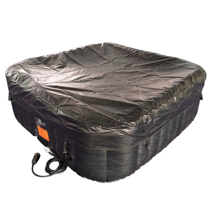 Square Inflatable Jetted Hot Tub with Cover - 4 Person - 160 Gallon - Black and White