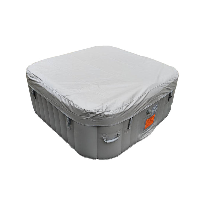 Square Inflatable Jetted Hot Tub with Cover - 4 Person - 160 Gallon - Gray