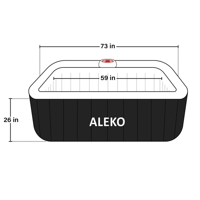 Square Inflatable Jetted Hot Tub with Cover - 6 Person - 265 Gallon - Black