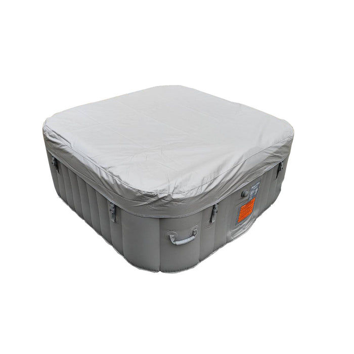 Square Inflatable Jetted Hot Tub with Cover - 6 Person - 265 Gallon - Gray
