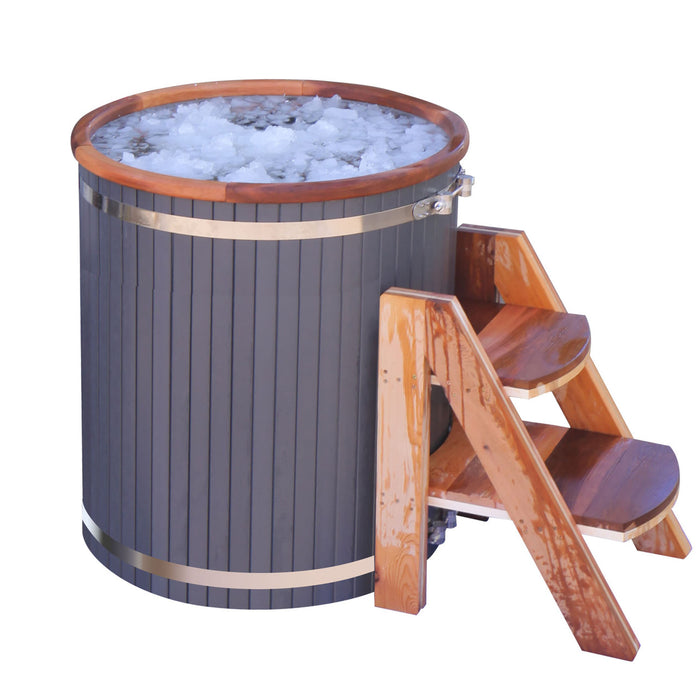 Outdoor Wooden Ice Bath Cold Plunge Tub | 118 Gallon Water Capacity | 33.5” x 31.5”