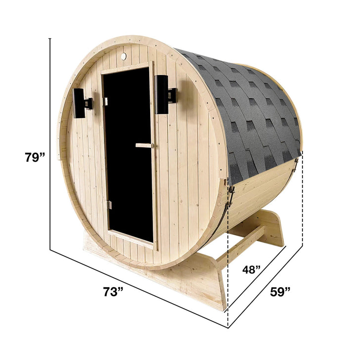 ALEKO Small Outdoor Indoor Barrel Sauna for 3-4 Person from White Pine 4.5 kW UL