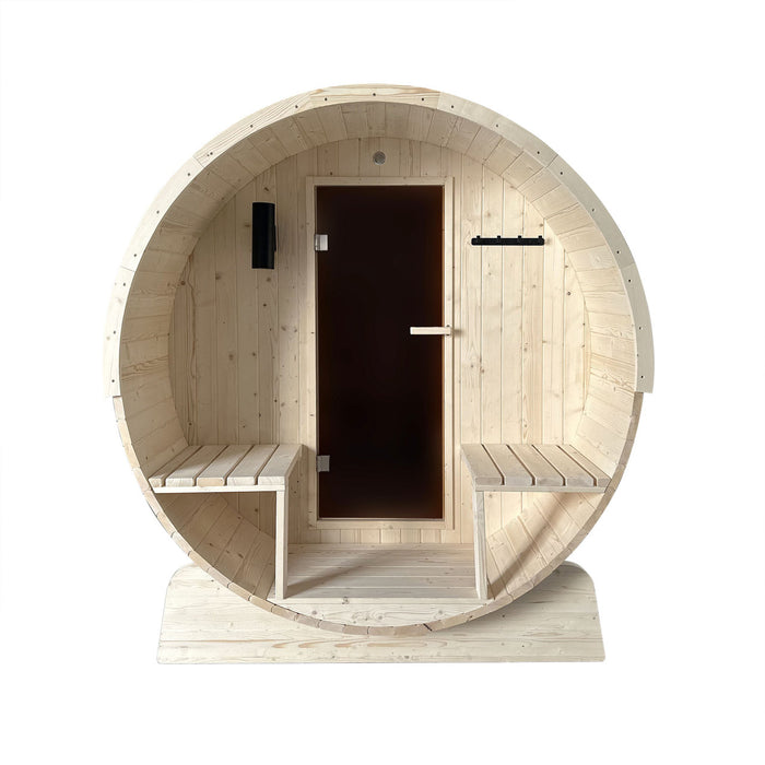 ALEKO Large Outdoor or Indoor Wet Dry Barrel Sauna for 6-8 Person from White Finland Pine 8 kW UL