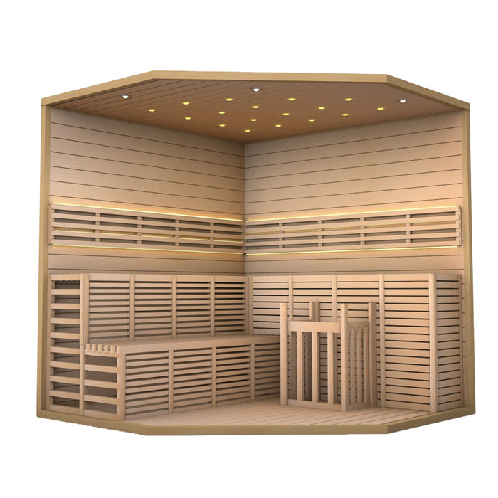 ALEKO Large Luxury Indoor Wet Dry Sauna for 5-6 Person from Canadian Hemlock 6 kW UL