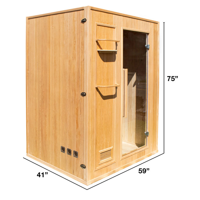 ALEKO Small Indoor Wet Dry Sauna for 3 Person from Canadian Hemlock 3 kW ETL