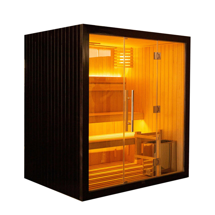ALEKO Small Indoor Traditional Sauna for 4 Person from Canadian Hemlock 4.5 kW UL