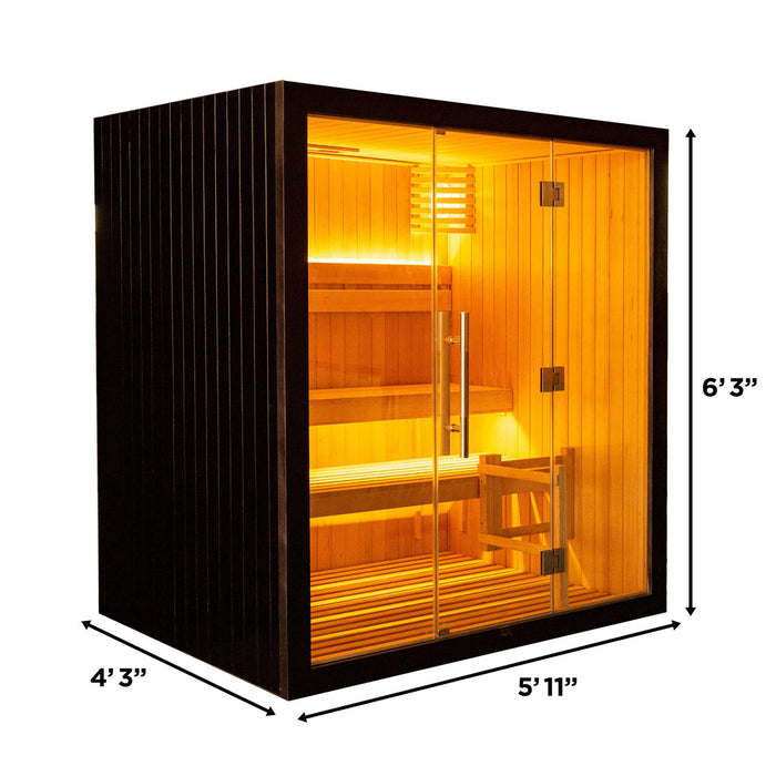 ALEKO Small Indoor Traditional Sauna for 4 Person from Canadian Hemlock 4.5 kW UL