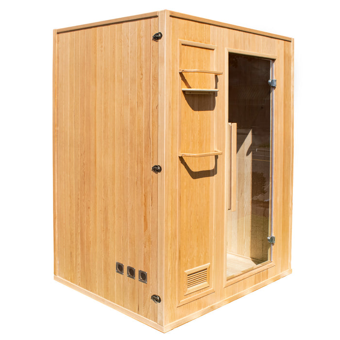ALEKO Small Indoor Wet Dry Sauna for 3 Person from Canadian Hemlock 3 kW ETL