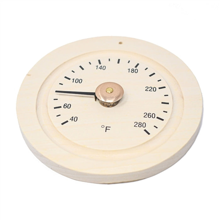 Round Pine Wood Sauna Thermometer Gage in Fahrenheit