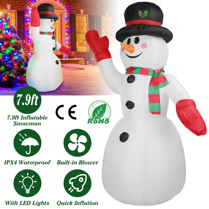 Giant 7.9FT Inflatable Snowman with LED Lights – Adorable Winter Wonderland Decor for Outdoor Display, Christmas 2024