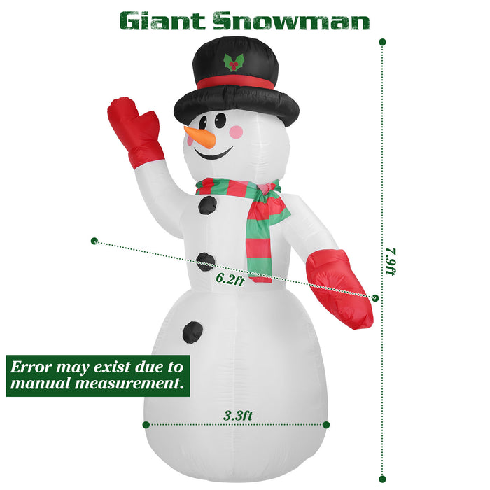 Giant 7.9FT Inflatable Snowman with LED Lights – Adorable Winter Wonderland Decor for Outdoor Display, Christmas 2024