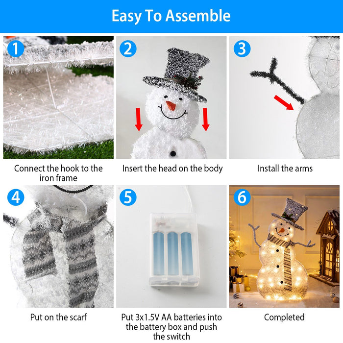 Collapsible LED Snowman Decoration Light – 32-inch Battery Operated, Winter Wonderland Style, Indoor/Outdoor Festive Decor 2024