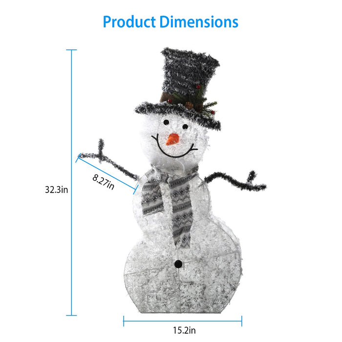 Collapsible LED Snowman Decoration Light – 32-inch Battery Operated, Winter Wonderland Style, Indoor/Outdoor Festive Decor 2024