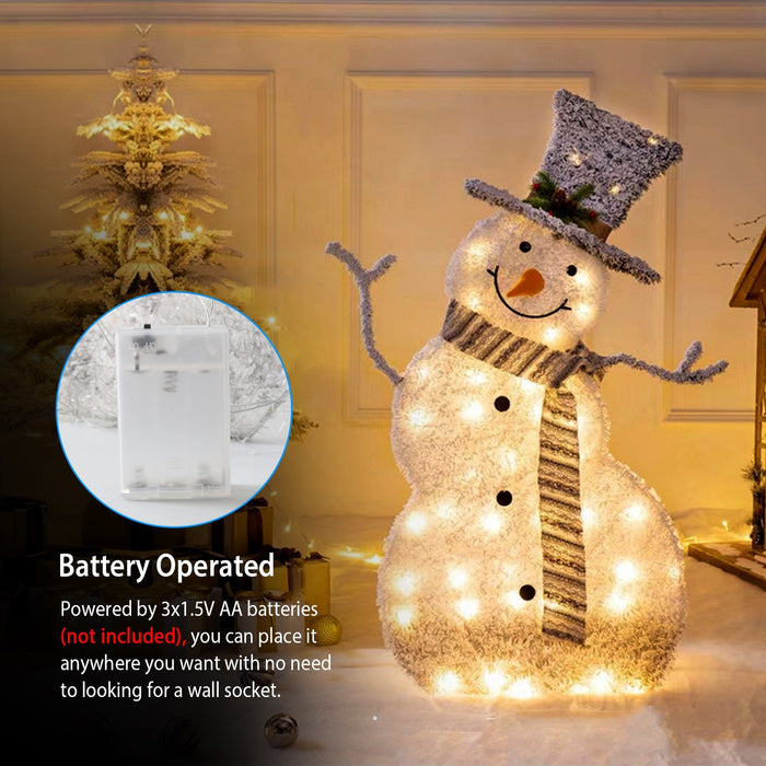 Collapsible LED Snowman Decoration Light – 32-inch Battery Operated, Winter Wonderland Style, Indoor/Outdoor Festive Decor 2024