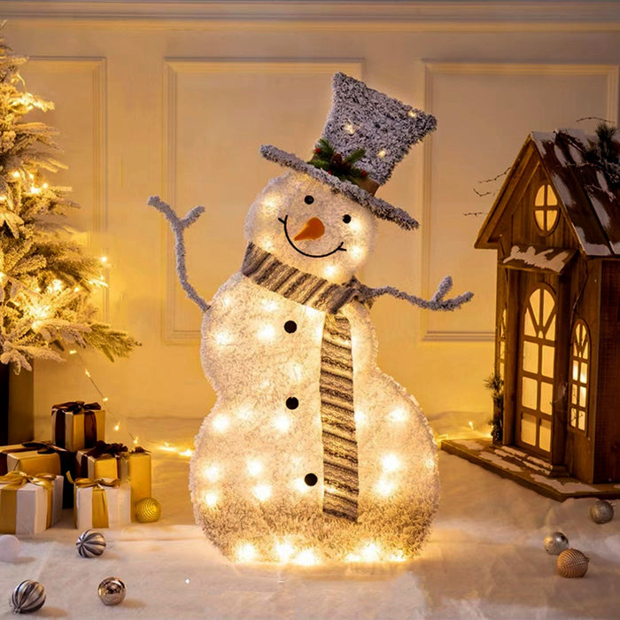 Collapsible LED Snowman Decoration Light – 32-inch Battery Operated, Winter Wonderland Style, Indoor/Outdoor Festive Decor 2024