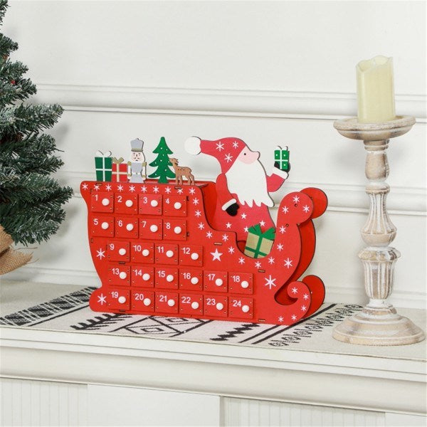 Santa Sleigh-Shaped Christmas Advent Calendar – 24-Day Countdown for Treats, Festive Decor for 2024