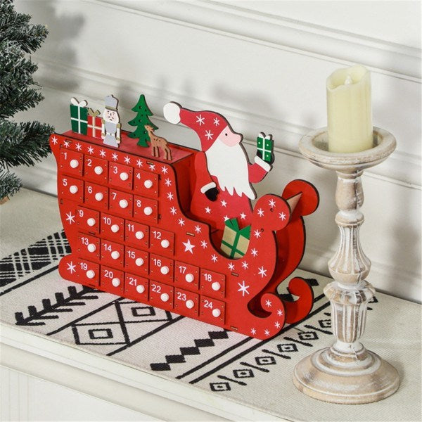 Santa Sleigh-Shaped Christmas Advent Calendar – 24-Day Countdown for Treats, Festive Decor for 2024