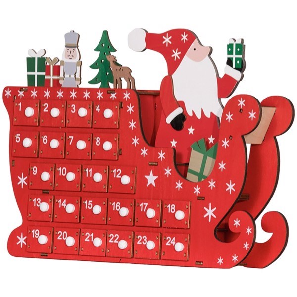 Santa Sleigh-Shaped Christmas Advent Calendar – 24-Day Countdown for Treats, Festive Decor for 2024