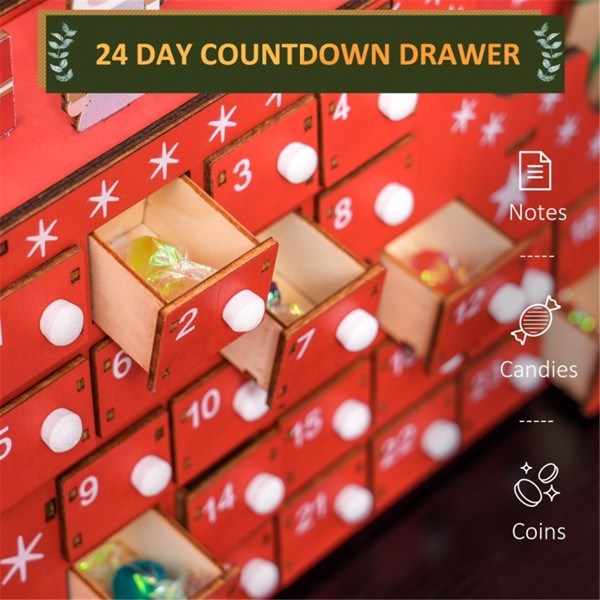 Santa Sleigh-Shaped Christmas Advent Calendar – 24-Day Countdown for Treats, Festive Decor for 2024