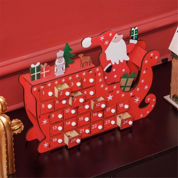 Santa Sleigh-Shaped Christmas Advent Calendar – 24-Day Countdown for Treats, Festive Decor for 2024