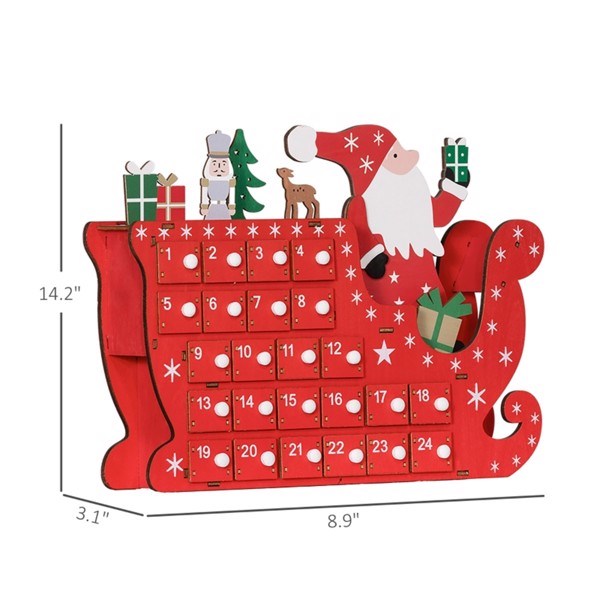 Santa Sleigh-Shaped Christmas Advent Calendar – 24-Day Countdown for Treats, Festive Decor for 2024