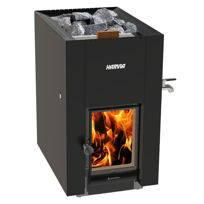 Harvia Linear 22 GreenFlame Wood-Burning Sauna Stove 15.7kW with Water Tank
