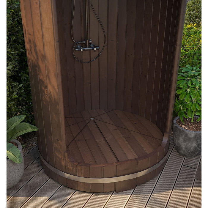 SaunaLife Barrel Shower Model R3, Rain-Series Outdoor Barrel Shower Kit 53"Wx90"H