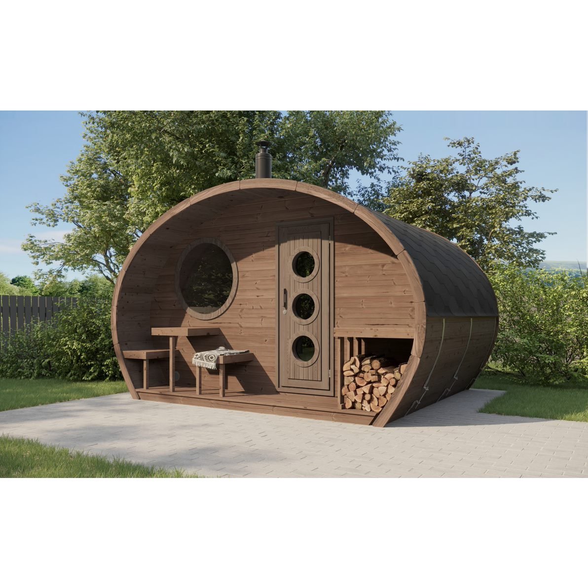 6 Person Outdoor Traditional Barrel Saunas