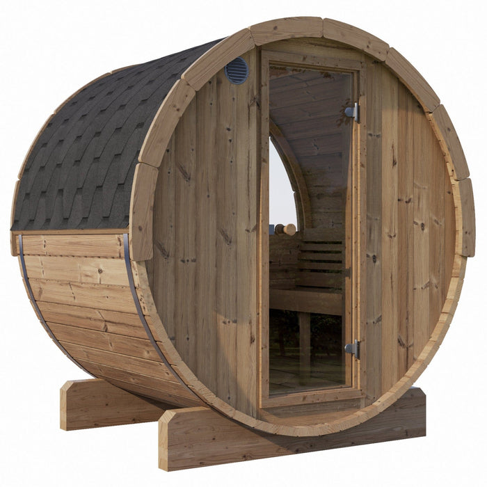 SaunaLife Small Barrel Sauna for 3 Person with Rear Window ERGO Series Model E6W